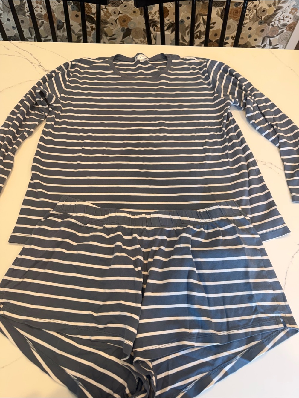 LAKE Women's Striped Long-Sleeve Pajama Set - Gray & White